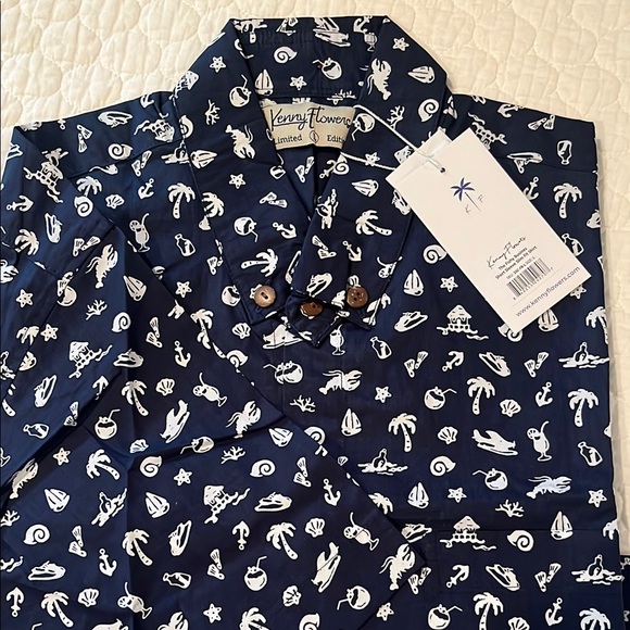 Kenny Flowers Navy Blue Men's Shirt - Picture 1 of 4